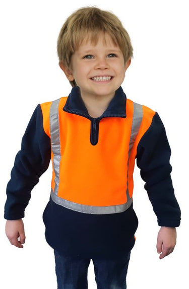 Caution Children's Hi - Vis Polar Fleece 1/2 Zip Tunic - Kiwi Workgear